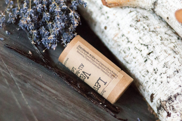 Lavender and Vanilla Lotion Stick Organic Beeswax Shea Butter, All Natural, Recyclable, Lotion Push Up Cardboard Tube